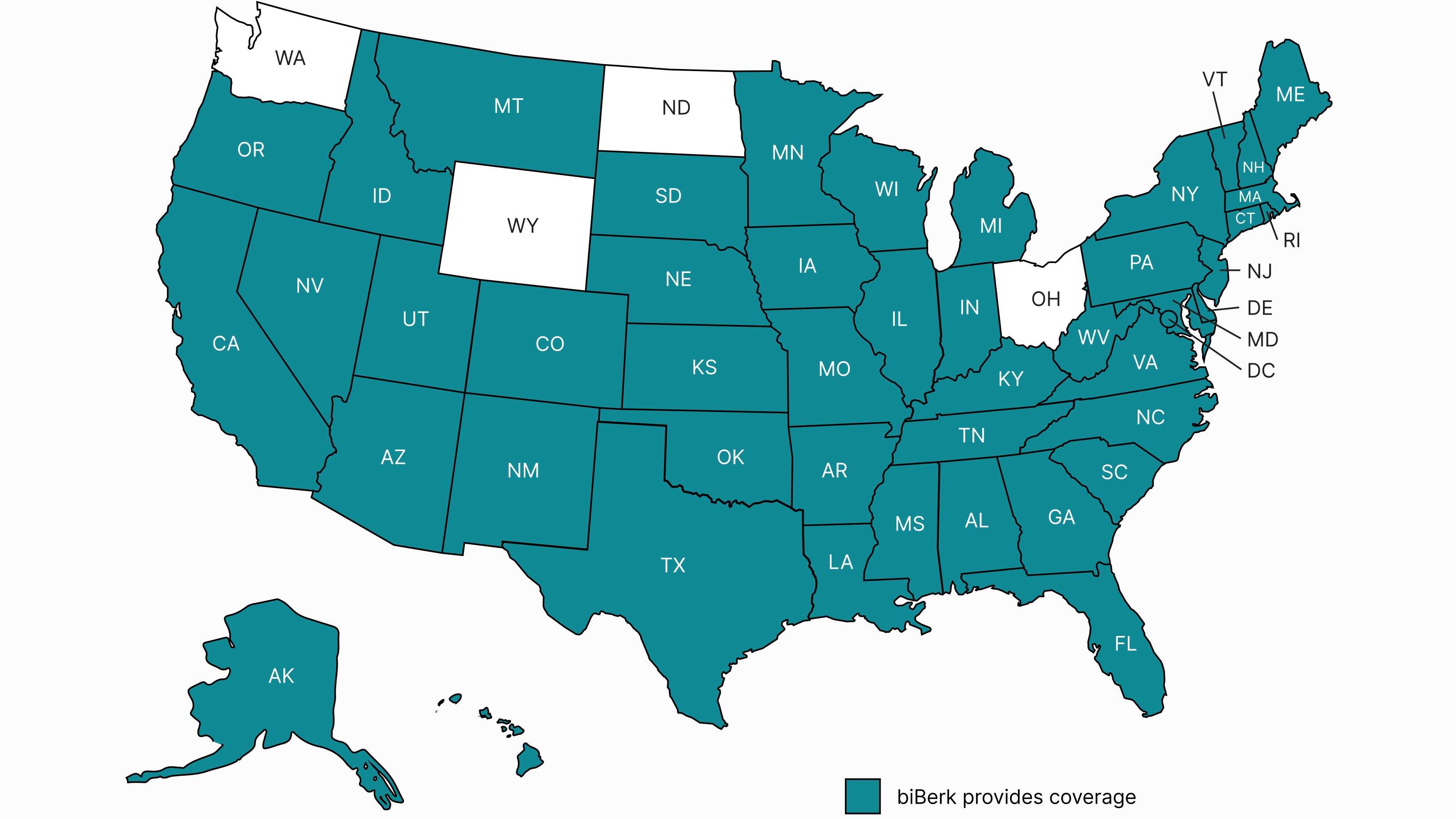 biBerk Workers' Compensation Coverage Map