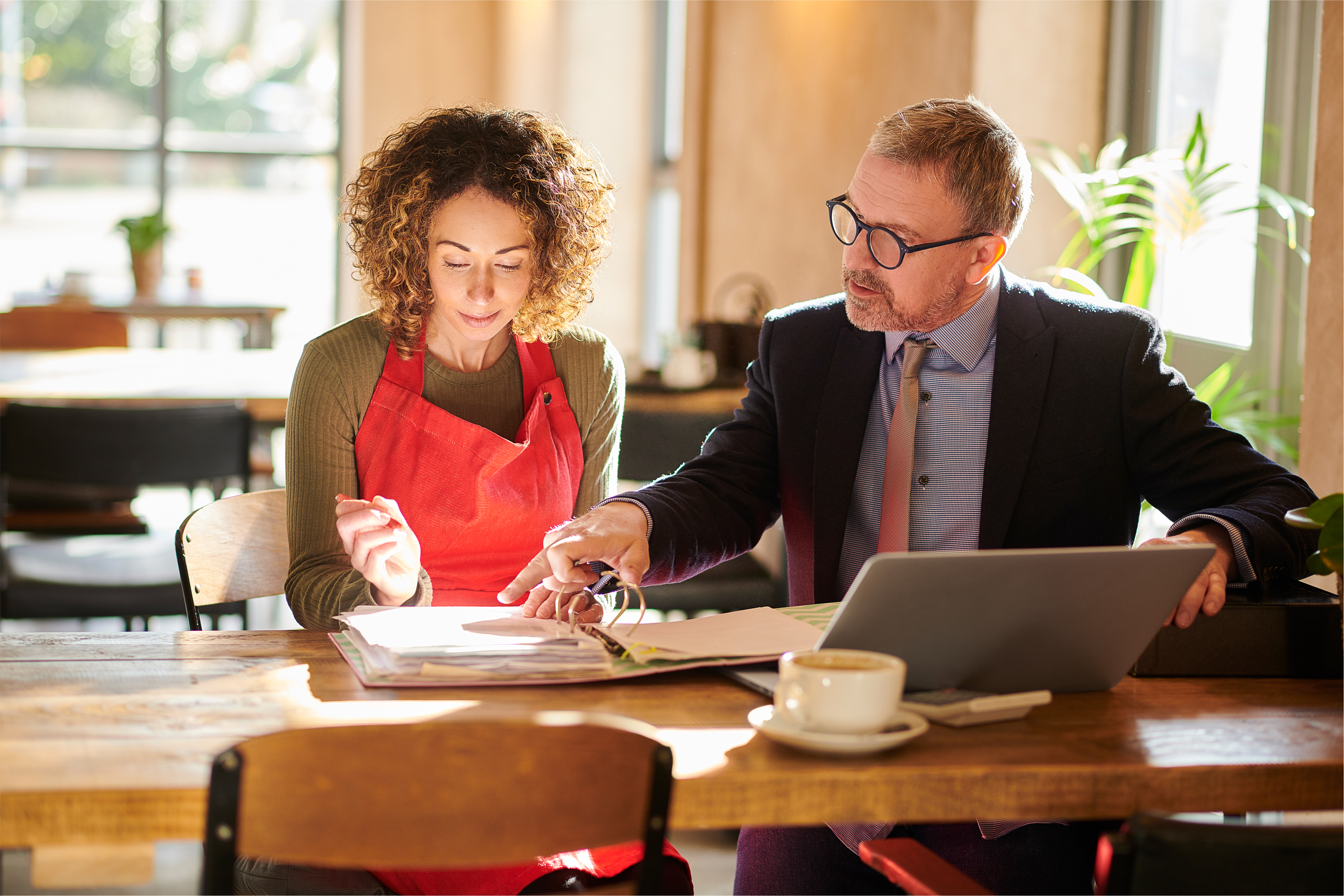 Accountant working with client