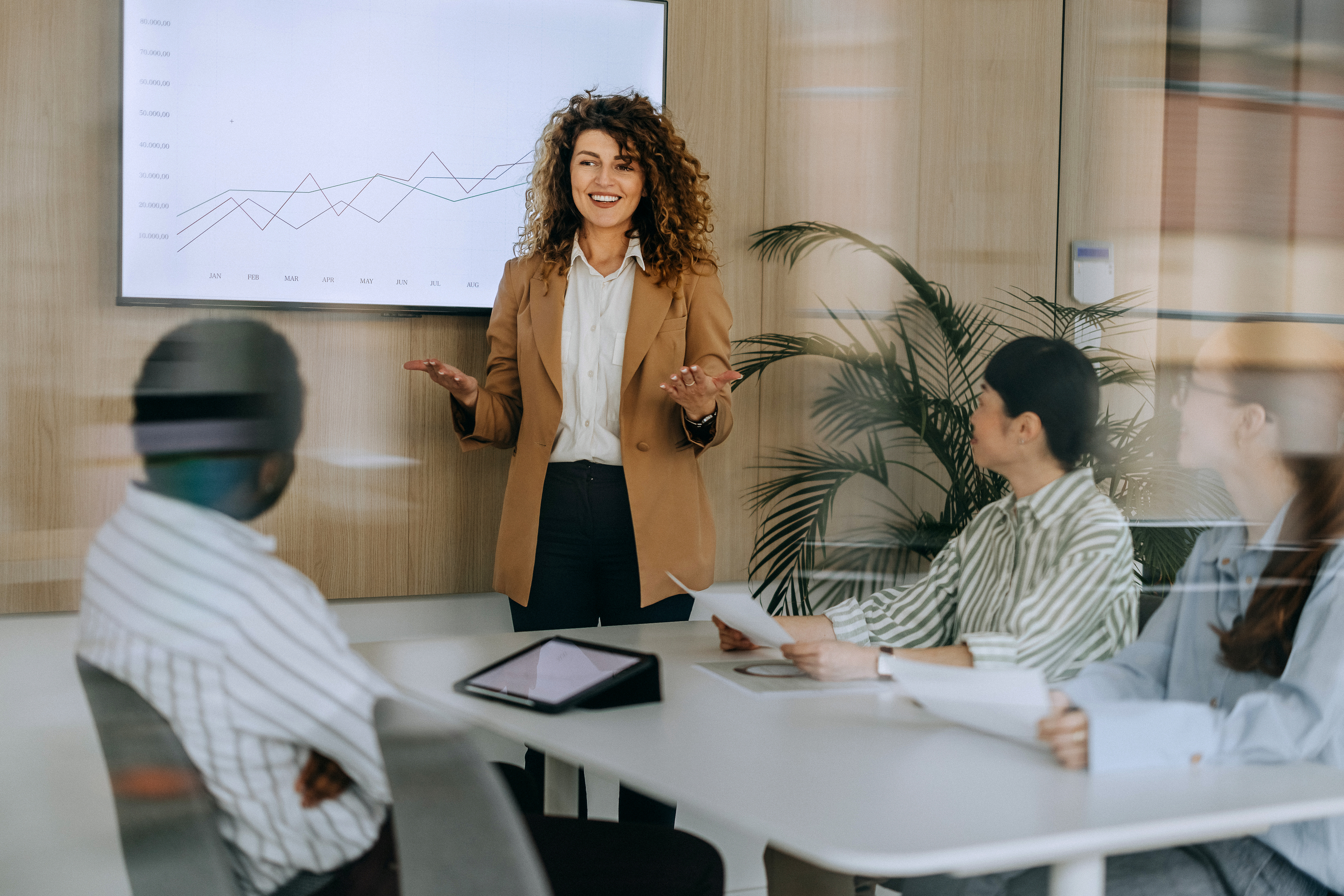 Woman delivers business pitch